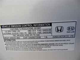 2016 Honda Civic EX-L White Sedan 1.5L Turbo AT #A24914
